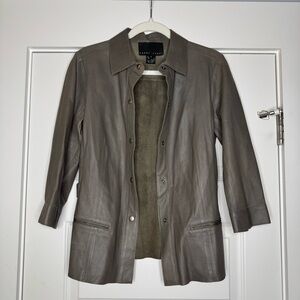 Yansi Fugel 100% Leather Jacket Gray Moto Zip